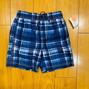 Blue plaid swim trunks nwt